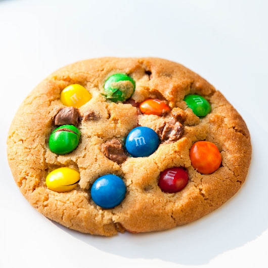 Oeps, het zit er niet in m&m koekjes